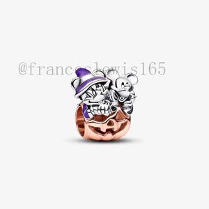 Pandora Mickey Mouse & Minnie Mouse Halloween Pumpkin Charm